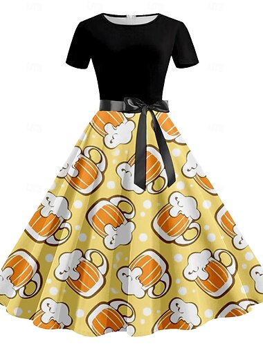  Oktoberfest Bier Kleid Bayerisch München Deutsch Grafik Für Damen Erwachsene Karneval Oktoberfestbier 3D-Druck Party