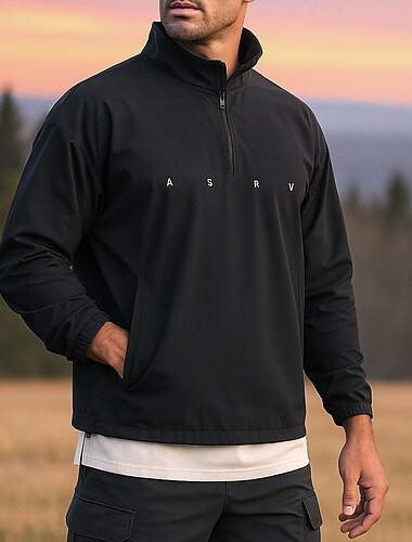  Men's Hiking top Long Sleeve Stand Collar Top Outdoor Waterproof Windproof Lightweight Quarter-Zip Polyester Black White Pink Fishing Camping / Hiking / Caving Running