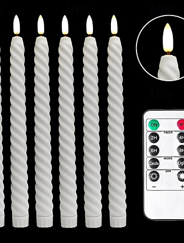  6 stk. 25,5 cm halloween jul roterende tråd led lang stang simulering elektronisk stearinlys indendørs og udendørs restaurant fest bryllup atmosfære dekorativt lys aaa batteri fjernbetjening