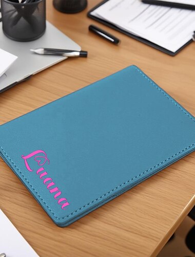 Porta pasaporte de cuero con nombre personalizado, regalo personalizado, billetera de viaje con fuente y color personalizados para viajes de negocios, estudios en el extranjero, regalo para