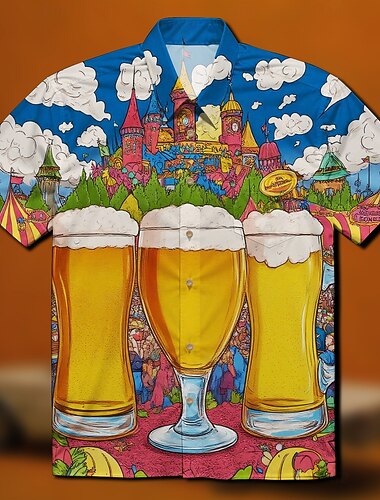  Oktoberfest Bier Hawaii-Hemden Aloha-Hemd Bayerisch München Deutsch Grafik Für Herren Erwachsene Karneval Oktoberfestbier 3D-Druck Urlaub Party