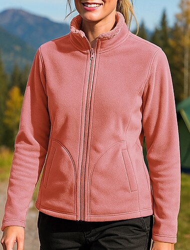  Mulheres Jaqueta Outdoor Jaqueta de Trilha Casaco de lã Tosão Inverno Ao ar livre Térmico / Quente Blusas Rosa claro Roxo Vermelho Rosa Cinzento