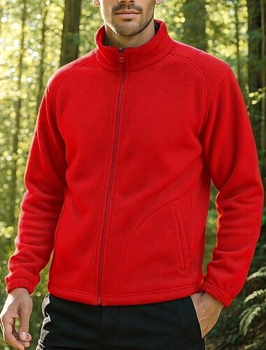  Homme Veste de randonnée Veste polaire de randonnée Hiver Extérieur Thermique Top Rouge Bleu Vert Grise