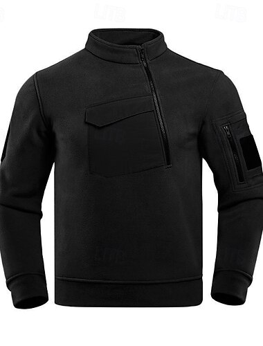  Per uomo Felpa in pile cima dell'escursionismo Felpa termica Manica Lunga Collo alla coreana Top Esterno Calore Termico Inverno Poliestere Nero Verde militare Cachi Allenamento Corsa