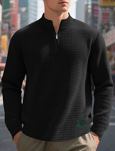  Herren Sweatshirt Viertelreißverschluss Sweatshirt Schwarz Weiß Wein Armeegrün Khaki Halber Reißverschluss Einfach Jacquard Viertel Postleitzahl Sport & Outdoor Täglich Ferien Polyester Streetwear