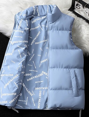  Herre Trekking-vest Dunvest Vendbar vest Uden ærmer Vest Udendørs Hold Varm Vinter Lomme Polyester Sort Blå Kakifarvet Jagt Fiskeri Klatring