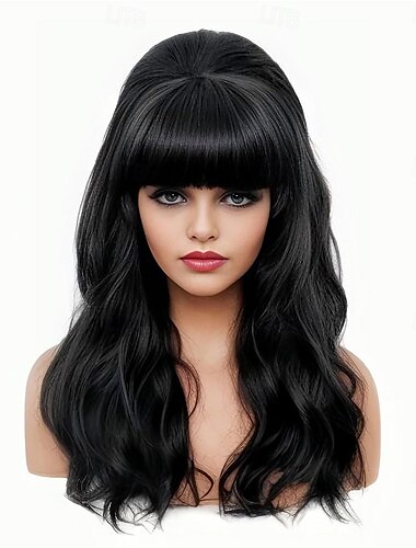  Vintage Long Wavy Ginger Mixed Blonde Wig with Bang Retro Big Bouffant Beehive Wigs fits 60s 70s 80s Costume or Halloween Party