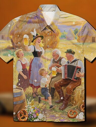  Oktoberfest Øl Hawaii skjorter Aloha skjorte Bayersk München Tysk Graphic Til Herre Voksne Karneval Oktoberfest øl 3D-utskrift Feriereise Fest