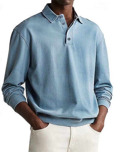  Men's Golf Shirt Golf Polos Shirts Work Casual Lapel Long Sleeve Basic Modern Plain Buttons Spring Fall Regular Fit Wine Black White Light Green Navy Blue Blue Golf Shirt