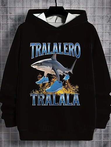 Мальчики 3D Акула Толстовка Длинный рукав Весна Осень Мода Уличный стиль Дети 4-12 лет Капюшон на открытом воздухе Повседневные Стандартный   Мальчики 3D Акула Толстовка Длинный рукав Весна Осень Мода Уличный стиль Дети 4-12 лет Капюшон на открытом воздухе Повседневные Стандартный