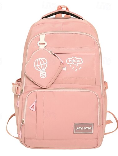  Teen Black School Backpack with Patch Design and Pouch – Stylish Bookbag for Middle & High School Students, Back to School Ready
