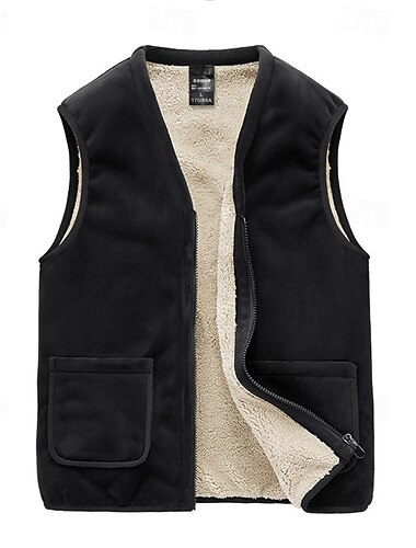  Herre Trekking-vest Fleecevest Termisk vest Uden ærmer Vest Udendørs Hold Varm Vinter Lomme Polyester Sort Grå Jagt Fiskeri Klatring