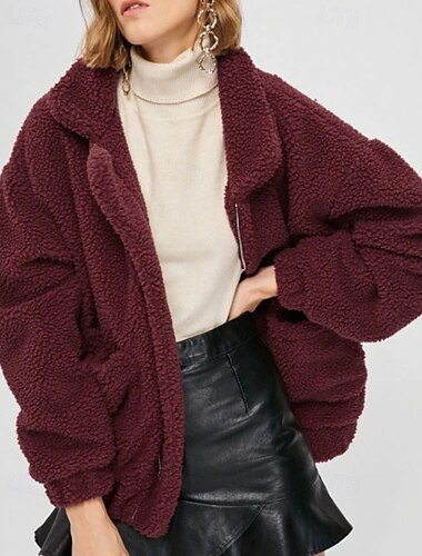  Femmes Sweats zippés Uni Occasionnel manche longue Col roulé Hauts Réguliers Rue Fête Sortir Fermeture éclair Avec Poches Noir Blanche Rouge Kaki Automne Hiver