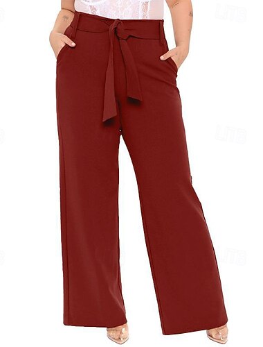  Per donna Gamba larga Pantaloni Eleganti Streetwear Casual Lunghezza intera Naturale Semplice Tasca Elastico in vita Confortevole Streetwear Abbigliamento quotidiano Weekend Rosso violaceo Grigio