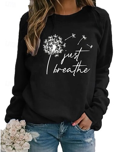  Femmes Sweatshirt Pull Fleuri Graphique Occasionnel manche longue Col ras du cou Col rond Hauts Réguliers Rue Occasionnel Fête Imprimé Bordeaux Noir Rouge Printemps Automne Hiver