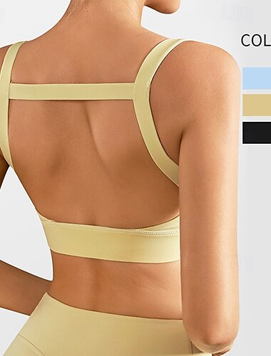  Per donna Canotte da allenamento Reggiseno sportivo Intimo / Maglia Intima Supporto medio Traspirante Senza fili Schiena Colore Solido / Tinta Unita Sport Abbigliamento sportivo Nero Giallo Palestra