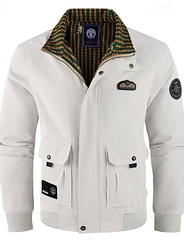  Ανδρικά Σακάκι εξωτερικού χώρου Casual Jacket Διακοπές Καθημερινά Αντιανεμικό Διατηρείτε Ζεστό Τσέπη Φθινόπωρο Χειμώνας Στάμπα Μοντέρνα Κλασσικό Όρθιος Γιακάς Κανονικό Μαύρο Λευκό Πορτοκαλί Σακάκια