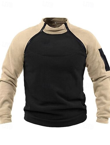  Pánské Flísová mikina Dlouhý rukáv Stojáček Vrchní část oděvu Venkovní Zahřívací Celý zip Polyester Slátanina Armádní zelená Námořnická modř Béžová cestování Běh