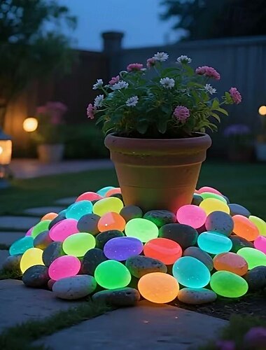  Confezione da 30 ciottoli luminosi extra large, diametro 1,77 pollici, pietre decorative per giardino e paesaggio, rocce luminose per acquario, pietre luminose notturne stellate per decorazioni