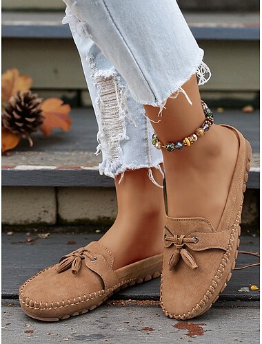  mules mocassins femininos com borlas – mocassins casuais para uso diário e looks descontraídos