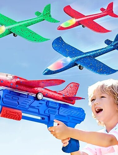  4 pezzi di giocattoli lanciarazzi in schiuma con 3 modalità di volo, design colorati e vivaci &costruzione in plastica resistente - giocattoli volanti da esterno per ragazzi &ragazze dai 3 anni in su