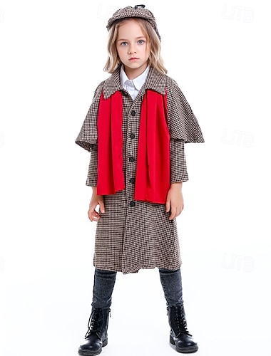  Conto de fadas detetive Traje Cosplay Roupa Personagens de livros de histórias Fantasias for Para Meninos Para Meninas Crianças Dia Das Bruxas Carnaval Espetáculo Vestir-se Educacionalmente Vestir-se