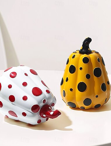  διακόσμηση κολοκύθας με πουά για το Halloween, γλυπτό ρητίνης με αφηρημένο στολίδι κολοκύθας για διακόσμηση σπιτιού και διακόσμηση πάρτι Halloween, δημιουργικό φθινοπωρινό κεντρικό τεμάχιο τραπεζιού