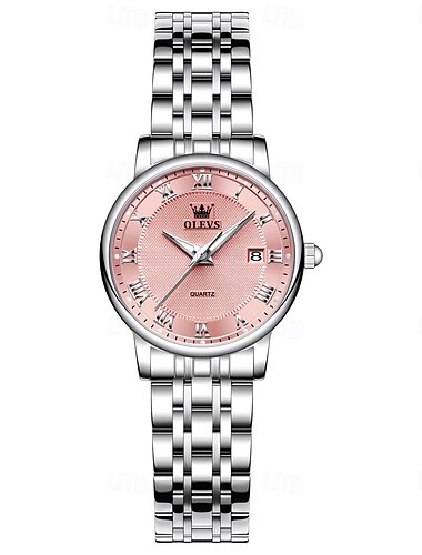  OLEVS Femmes Montre à quartz Montre-bracelet Luxe Mode Strass Affaires Lumineux Calendrier IMPERMÉABLE Bracelet en acier inoxydable Suivre