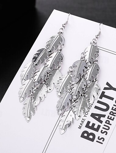  orecchini pendenti classici orecchini a foglia gioielli argento / nero / oro per regalo di nozze festa quotidiana