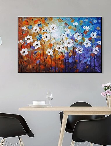  Pintura a óleo feita à mão em tela, arte de parede, decoração moderna, flores abstratas para decoração de casa, pintura enrolada sem moldura, não esticada
