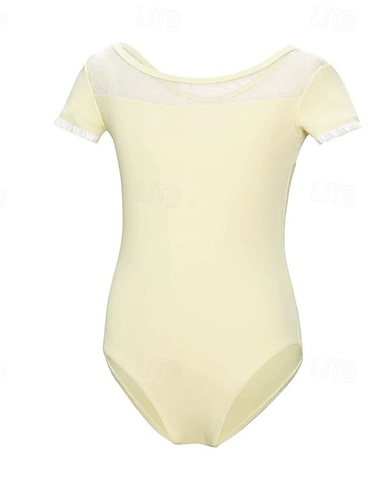  Dětské taneční kostýmy Leotard / Kostýmový overal Čistá Barva Barevně dělené Tyl Dívčí Výkon Trénink Krátký rukáv Vysoký Polyester