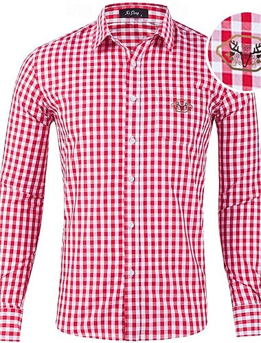  Oktoberfest Kratka Koszula Lederhosen Odcisk jelenia bawarski Niemiecki Łąki Męskie Karnawał Festiwal Piwa Tkanina w stylu tradycyjnym Koszula