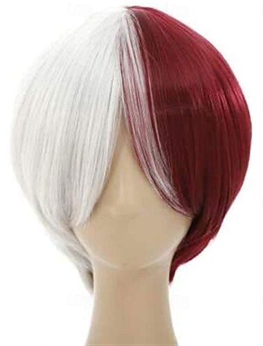  My Hero Academia Todoroki Shoto Cosplay-Perücke, hitzebeständige Kunsthaarperücken für Halloween-Kostümpartys, Rollenspiele, Perückenkappe