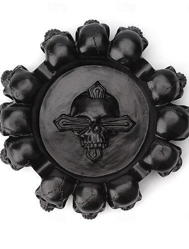  Cenicero de resina decorativo con forma de calavera para Halloween, ideal para bar, karaoke, escritorio, estilo gótico, accesorio de fiesta espeluznante, accesorio único para fumar, adorno de mesa.