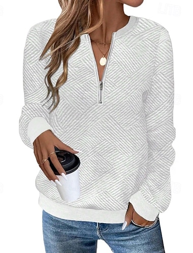  Női Pullover Sima Utcai sikk Alkalmi Kényelmes Hosszú ujj V-alakú Normál felsők Utca Szabadság Alkalmi Negyed irányítószám Fekete Fehér Arcpír rózsaszín Szürke Ősz