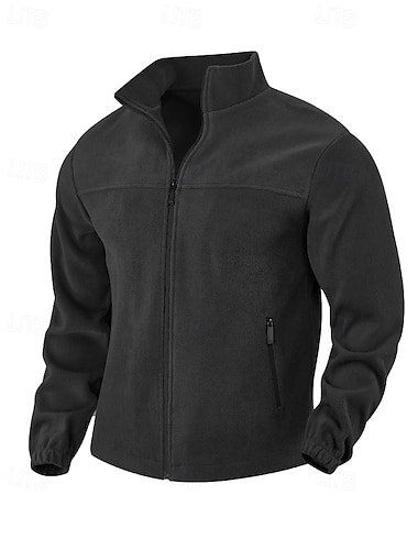  Voor heren Sweatshirt Polar fleece Fleece jas Sweatshirt met volledige ritssluiting Zwart Paars Oranje Lichtgrijs Donkergrijs Opstaande boord Effen Zak Sport & Outdoor Dagelijks Feestdagen Polyester