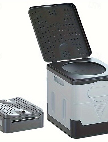  Toilette portatile per auto con cestino per rifiuti integrato - materiale PP resistente ideale per camper e roulotte da campeggio all'aperto &situazioni di emergenza - design elegante con fessure di