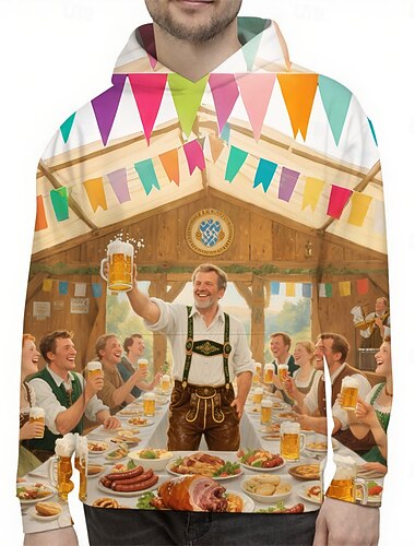  Oktoberfest Bière Sweat à capuche Pull Bavarois Munich Allemand Graphique Pour Homme Adulte Carnaval Oktoberfest Impression 3D Soirée Décontracté Quotidien