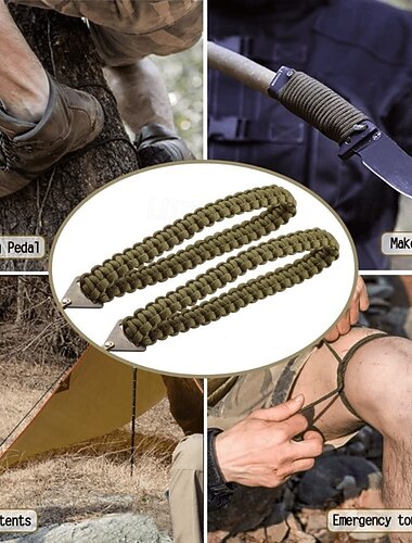  מסור שרשרת כיס חד במיוחד, ציוד הישרדות נייד קל משקל לקמפינג&amp;תיק אחסון עמיד למים מנירוסטה לשימוש חירום כולל ידית מצנח
