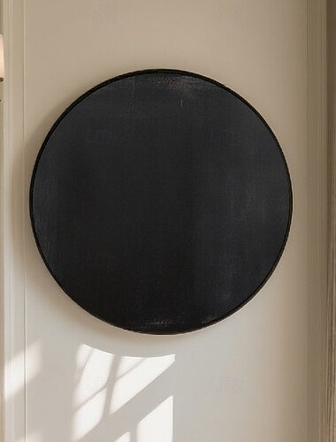  χειροποίητος κυκλικός καθαρός μαύρος καμβάς γκαλερί μοντέρνος υφή ματ φινίρισμα μινιμαλιστική δήλωση τοίχου τέχνη λεία επιφάνεια λεπτή άκρη αντίθεση έτοιμο για κρέμασμα καλλιτεχνική εστίαση γεωμετρική