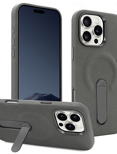  telefon fodral Till iPhone 16 iPhone 16 Pro iPhone 16 Pro Max iPhone 15 iPhone 15 Pro Max Skal med stativ Magnet Stötsäker Kontor / företag TPU PU läder