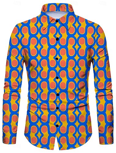  عتيق / معتق السبعينات قميص ديسكو هندسي مخدر ملابس تنكرية رجالي عيد الرعب مهرجان احتفال موسيقي فخر موكب حفلة ذات طابع ريترو للبالغين قميص