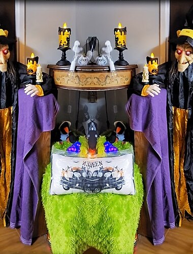  rörelseaktiverad häxa och ljudavkännande halloween-barscendekoration för spökhusatmosfär