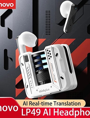  سماعات أذن لينوفو LP49 AI TWS Bluetooth V5.4 الجديدة مع ترجمة AI بلغات متعددة وسماعات أذن ذات تأثير صوت محيطي