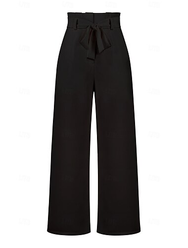  Damen Weites Bein Hosen Hose Lässig Volle Länge Natürliche Taille Einfach Weites Bein Bequem Atmungsaktivität Alltagstauglich Aprikose Schwarz Weiß Rosa Frühling Herbst Lässiger Schnitt
