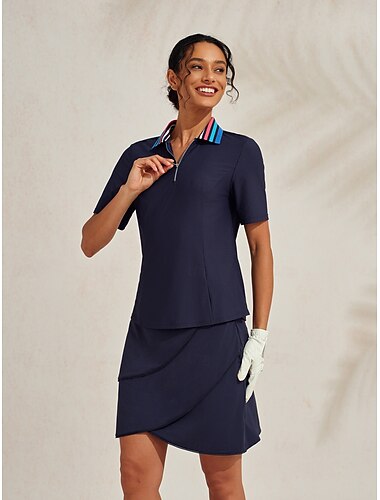  Mulheres Camisa polo de caminhada Azul marinho Vermelho Rosa Manga Curta Roupas femininas de golfe, roupas, roupas, roupas