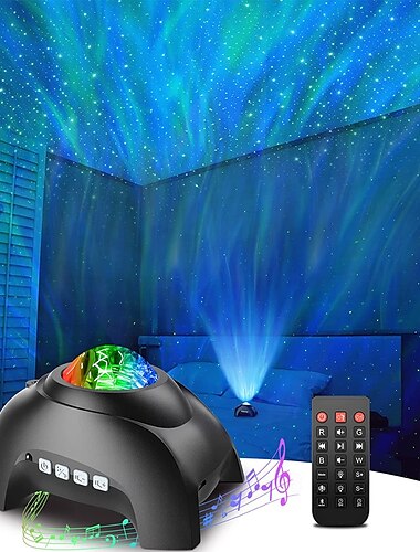  projektor zorzy polarnej z 33 efektami świetlnymi, lampki nocne, projektor gwiazd LED do sypialni, lampa mgławicowa, pilot zdalnego sterowania, białe szumy, głośnik Bluetooth na imprezy