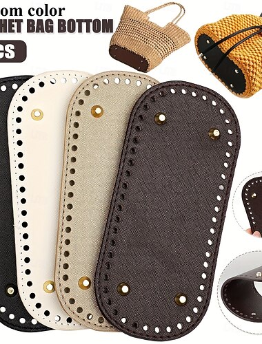  Lot de 3/4 bases de sac au crochet 3,94 x 8,66 pouces avec trous - Couleurs assorties - Forme ovale longue pour sacs à bandoulière DIY &artisanat, formes de sacs à main de couleurs aléatoires