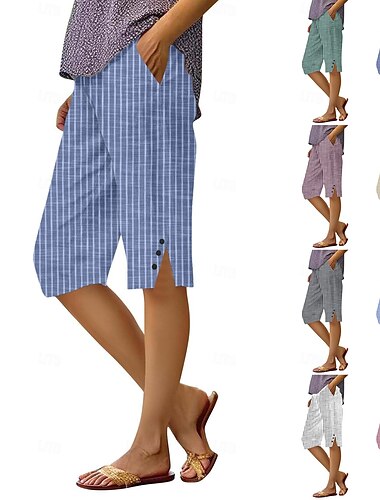  Damskie Typu Chino Przyciąć Moda miejska Codzienny Do kolan Wysoka talia Równina Kieszeń Drukowanie Oddychalność Miękka Średnio elastyczny Urlop Ulica Dzienne zużycie Wino Biały Żółty Czerwony Jesień