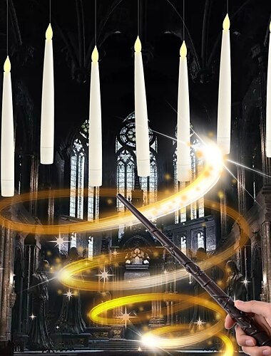  10/12/20 peças lâmpada de vela eletrônica suspensa lápis varinha mágica controle remoto halloween festa de natal atmosfera decoração lâmpada caixa de bateria aaa